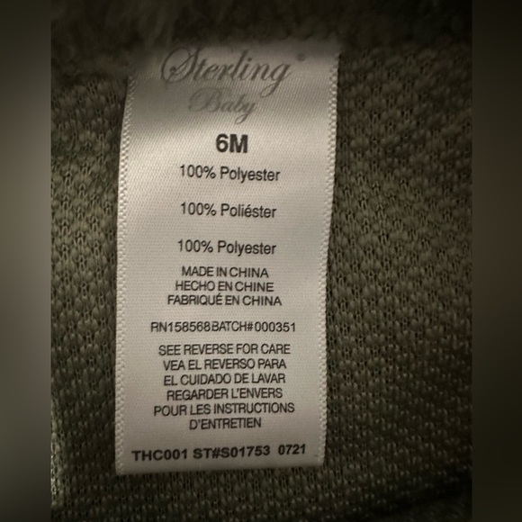 NWT Sterling Baby 2pc set 6 month Green Stripe Long Sleeve Top Fuzzy Pants - Picture 8 of 9
